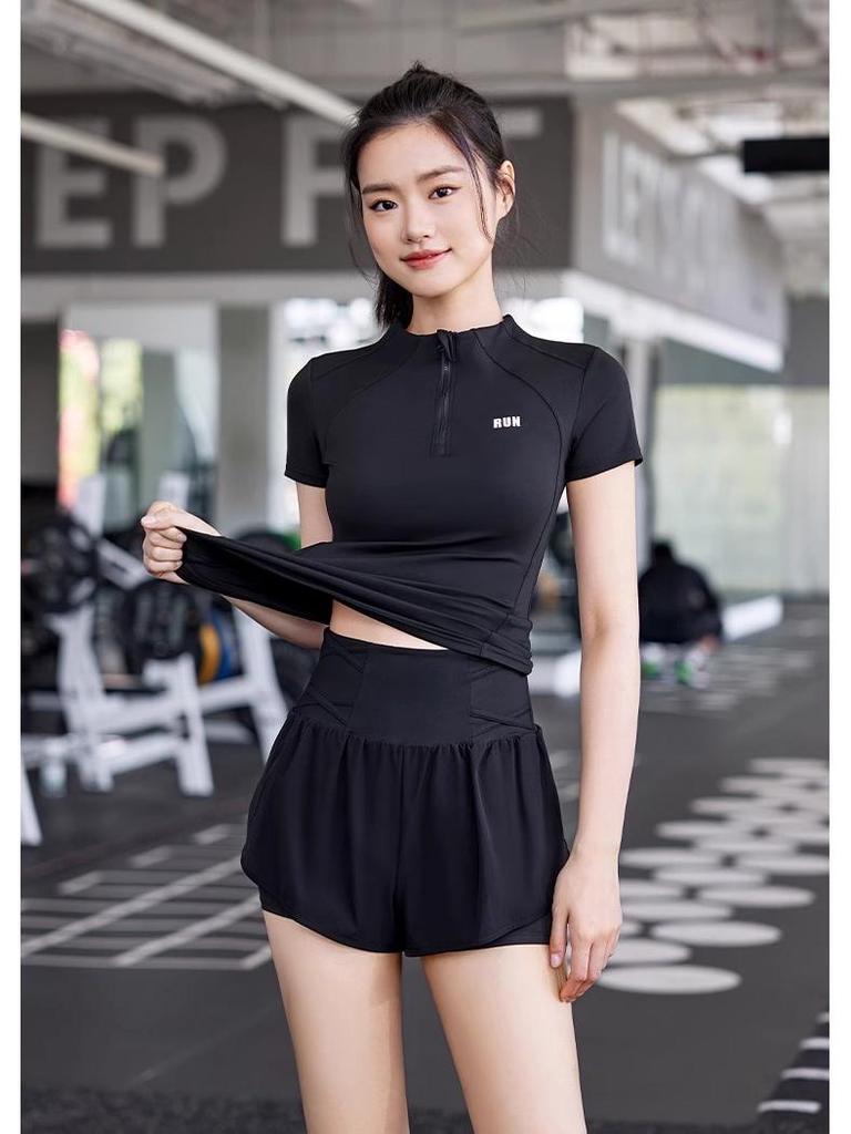 2025 Women's Spring Quick-Dry Sports Set: Short-Sleeve Running, Fitness, Morning Run & Yoga Apparel