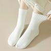 1 Pairs Women's Thickened Mink Socks Plush Sleepwear Solid Color Warm Middle Tube Autumn Winter Home Socks