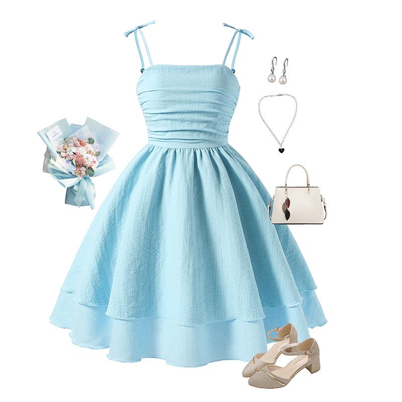 Girls' 2025 Spring/Summer Sling Princess Dress - European & American Style