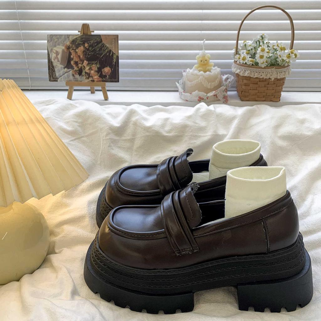 Mocasini pantofi unici pentru femei nou primăvară pantofi cu platformă cu toc gros retro pantofi mici Mary Jane