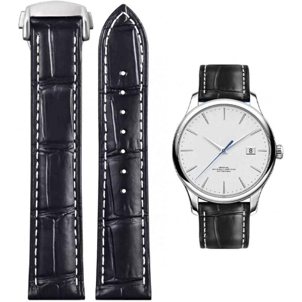 [Nywing] Watch Band Omega Strap Omega 19mm 20mm 21mm 22mm D Buckle Genuine Leather Crocodile Patt...