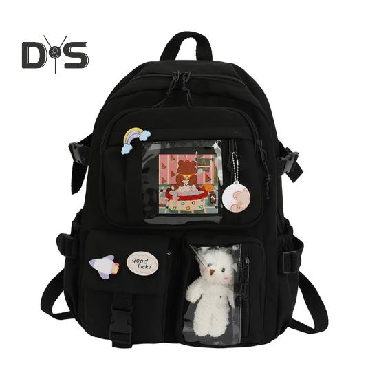Studentský batoh Ergonomický velkokapacitní batoh s panenkou plyšového medvěda pro knižní notebook Retro ležérní školní taška pro školní školní výlety