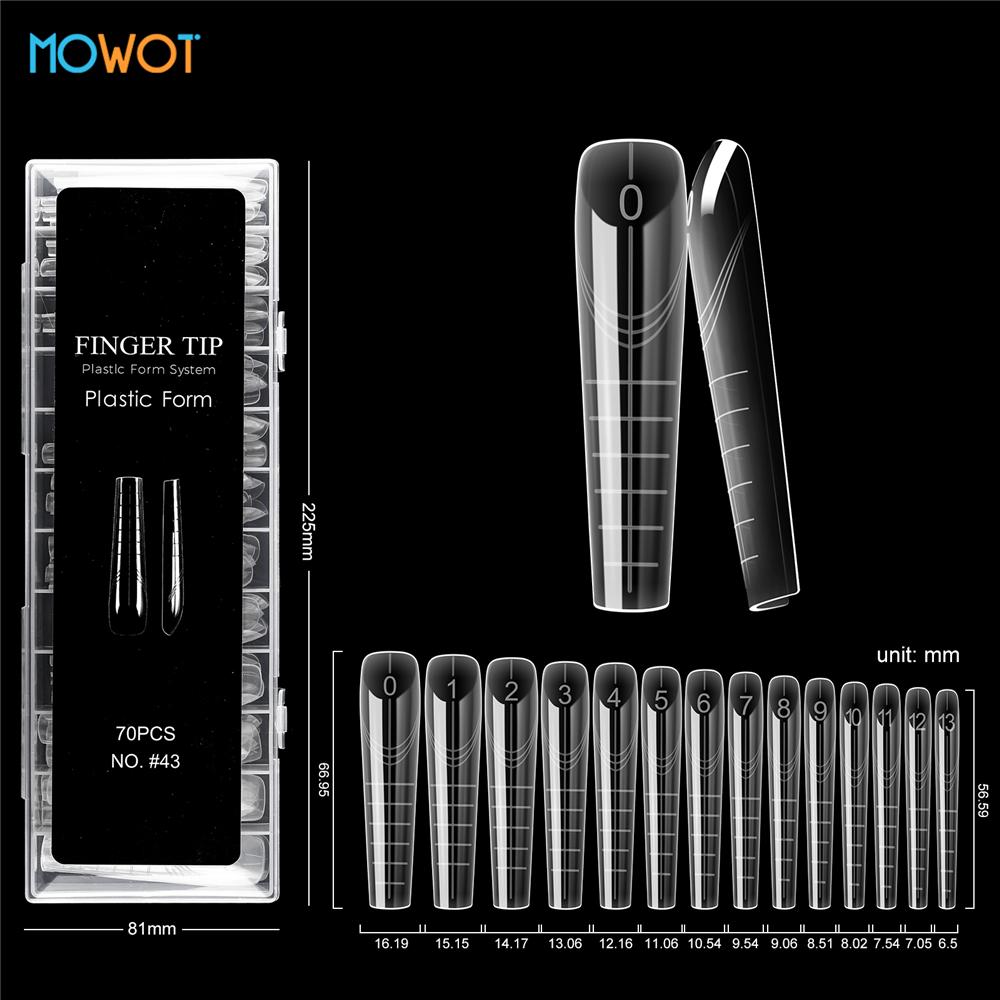 MOWOT 70pcs/140pcs Dual Nails Forms for Poly Nail Gel Full Cover Nail Extension Quick Building Gel Molds Acrylic Nail Top Forms