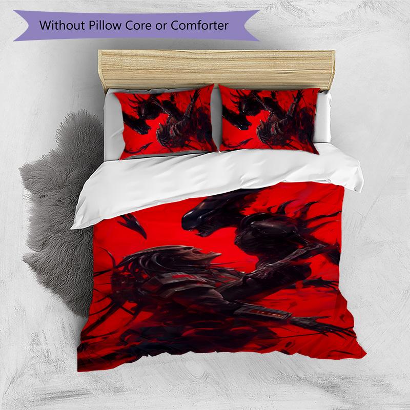 Alien 3pcs Bedding Set Duvet Cover Closure Includes 1 Duvet Cover & 2 Pillowcases for All Seasons Bedroom Home Dorm Decor