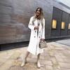 Winter Long Sleeve Women Overcoat Solid Color Lapel Button Design Mid Length Coat with Pockets Outerwear