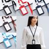 High Quality PU Leather Work Card Holder With Neck Lanyard Solid Color ID Card Cover ID Badge Holders Business