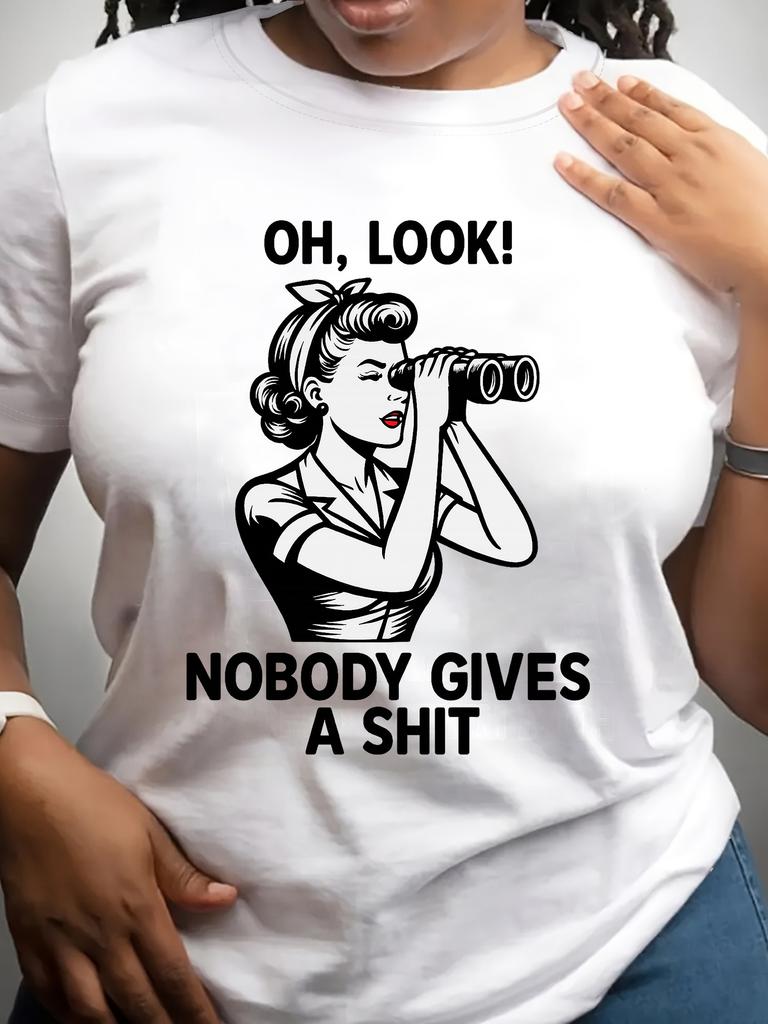 Womens Funny Slogan TShirt with Nobody Gives A Shirt Graphic Printed Casual Streetwear Short Sleeve Women Top Clothing