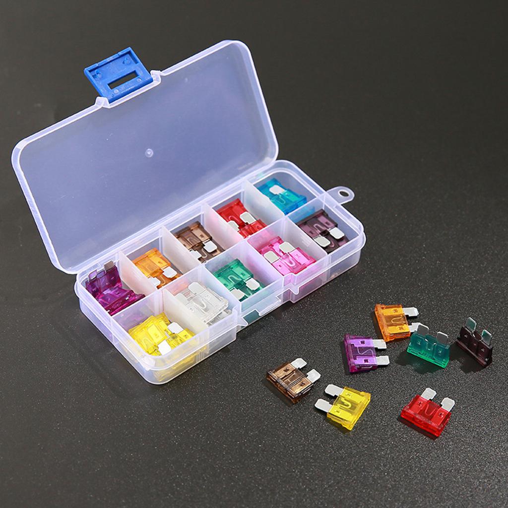 50Pcs Auto Car Truck Fuse Assortment 3/5/7.5/10/15/20/25/30/35/40A Standard Car Fuse Replacment Automotive Fuse