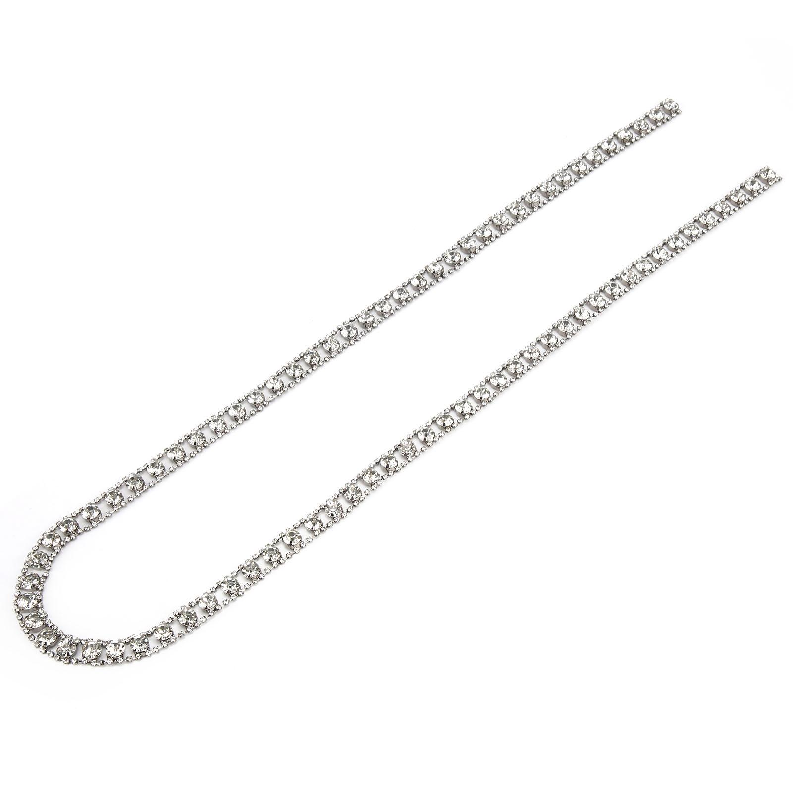 Rhinestone Close Chain Shiny Firm Claw Drill Chain for Crafts Sewing DIY Jewelry Wedding DecorationGun Gray
