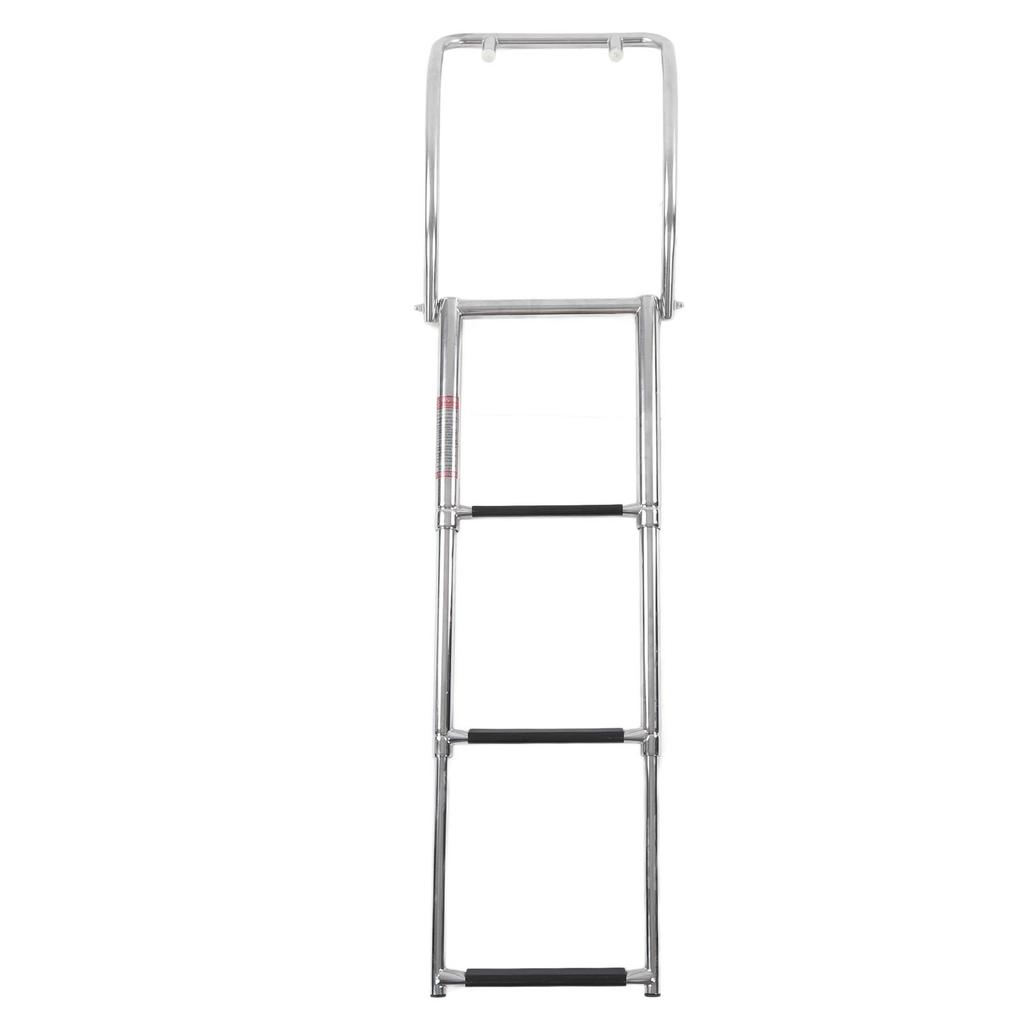 3 Step Pontoon Boat Ladder Stainless Steel Heavy Duty Foldable Telescoping Inboard Swim Deck Ladder with Arched Handle