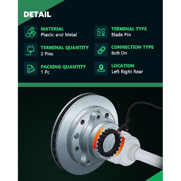 SCITOO ABS Wheel Speed Sensor for 2007-2013 for Cadillac Escalade EXT,2007-2013 for Chevy Avalanche,2007-2013 for Chevy Suburban 1500 Left Right Rear