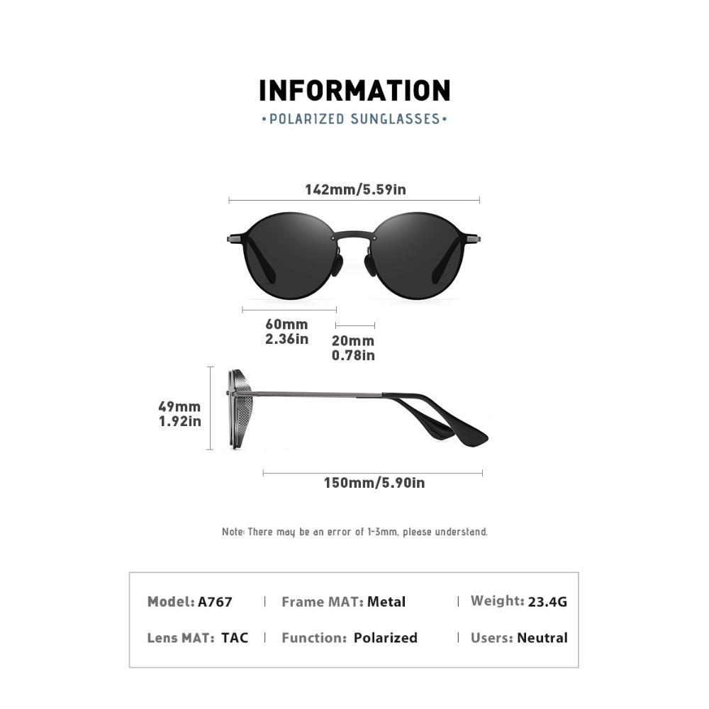 aoron Round Frame Cross-border Sunglasses Men's Metal Polarized Fashion Sunglasses