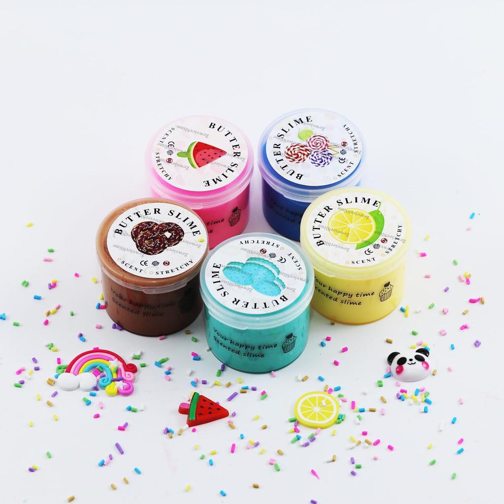 ZeweierSlime Butter Slime Set 5 Stück Kinder Geburtstagsgeschenke Mädchen und Jungen Partygeschenke Superweiche Matschspielzeuge Nicht klebrig