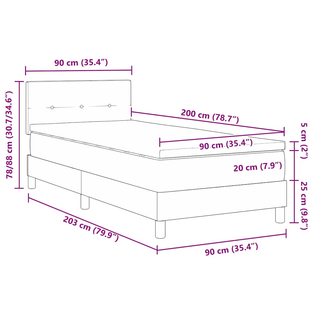 Box Spring Bed with Headboard Taupe 90 x 200 cm Fabric