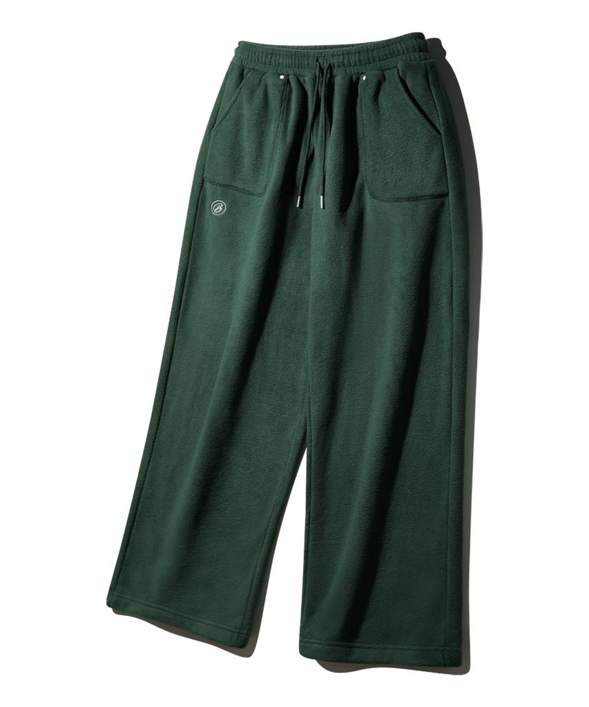 BAKKEN Fatigue Back Pocket Lettering Fleece Wide Pants Bk8930_Deep Green