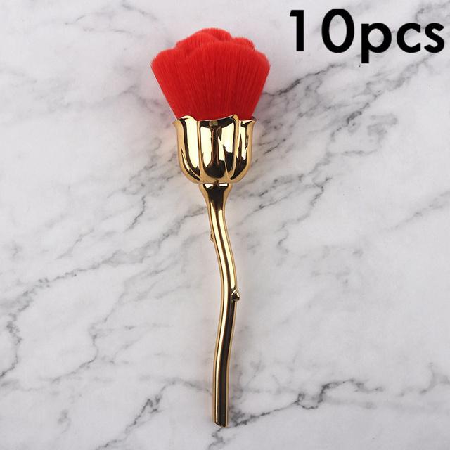 10 Stück Nailart-Pinsel Weich Reinigen Staub Puder Rosa Rose Blütenform Rouge Foundation Puder Make-up Pinsel Kosmetikwerkzeug