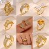 Zircon Luxuy Rings Anillos For Women Elegant Gold Color Rhinestone Geometric Butterfly Ring Waterproof Party Jewelry Her Gift