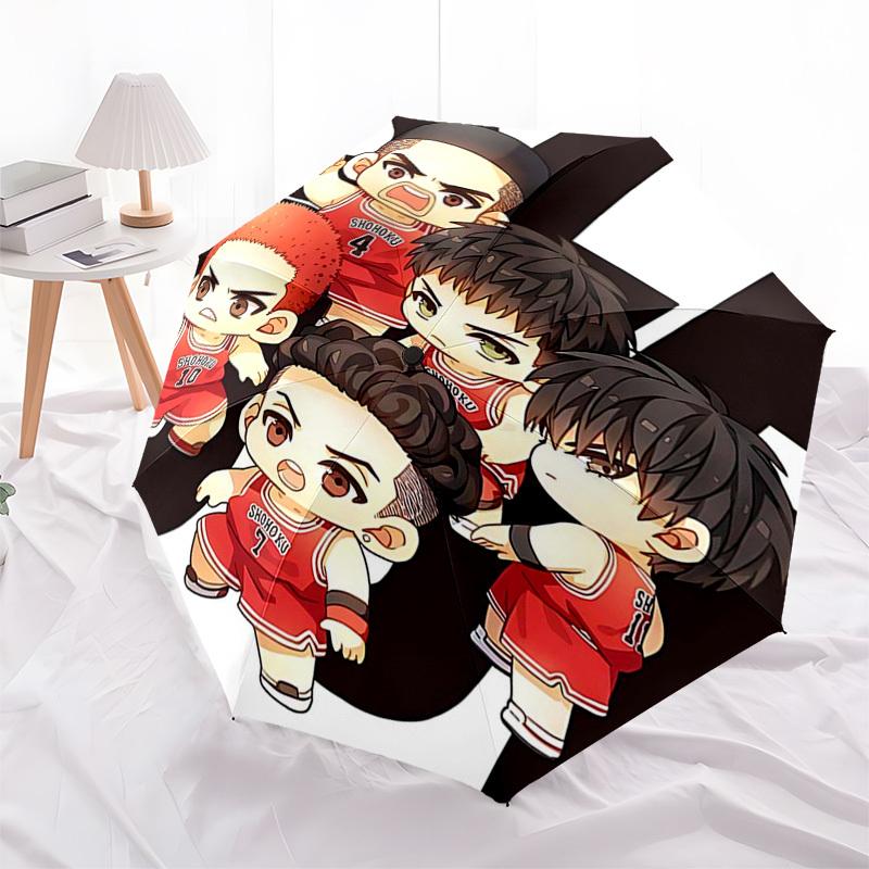 

1pc SHOHOKU Basketball Team Chibi Figures on Automatic Folding Umbrella with 3-Fold Design, Iron Frame, Outdoor Use, Festival Gift for Fans, Travelers