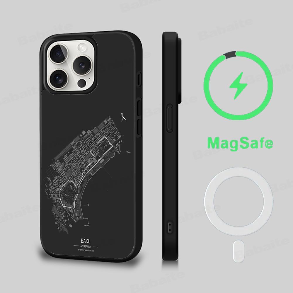 F1 Race Track Prints Phone Case Magnetic Case For IPhone 16 14 13 12 11 15 Pro Max Plus For Magsafe Wireless Charge Cover