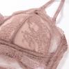 Summer popular U-shaped beautiful back underwear sexy lace rimless thin bra French triangle cup bra set