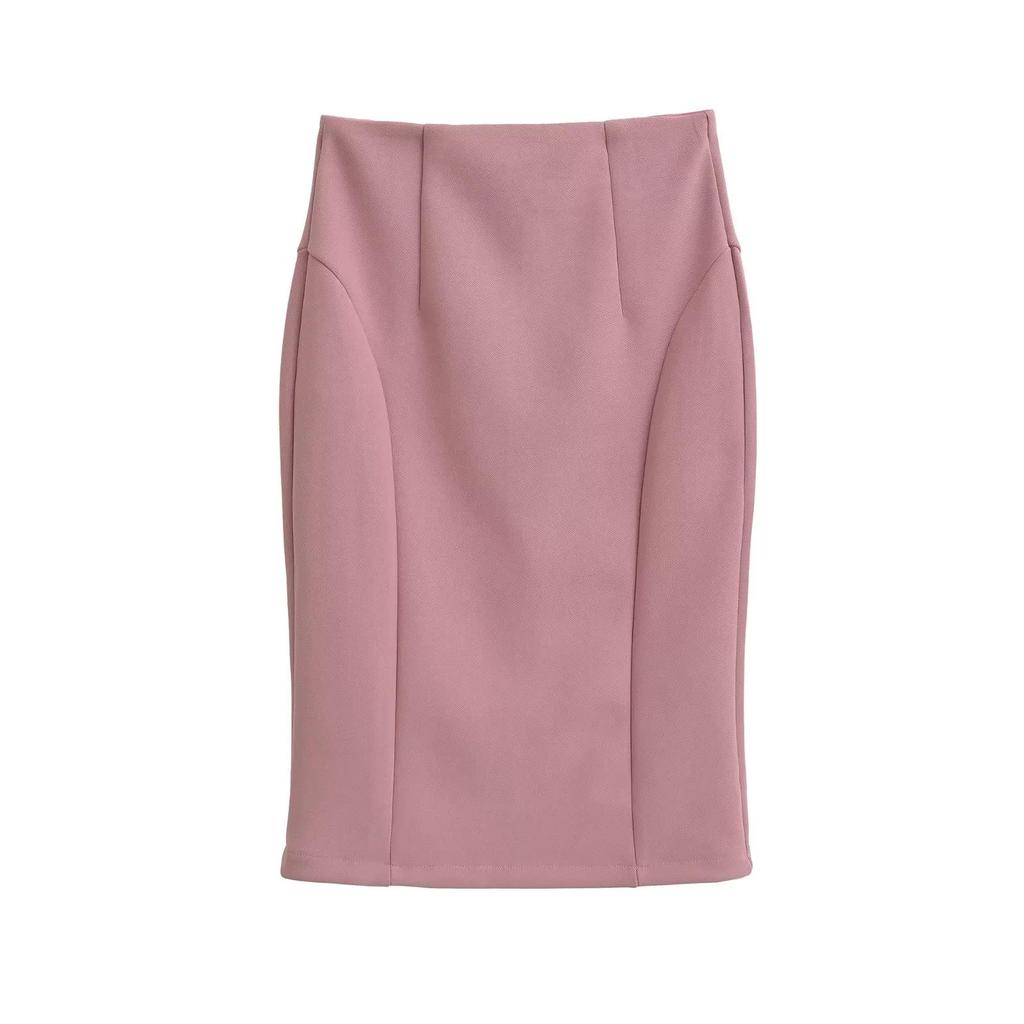 Retro American Slim Fit High-Waisted Midi Pencil Skirt with Back Slit - Women's Autumn Collection