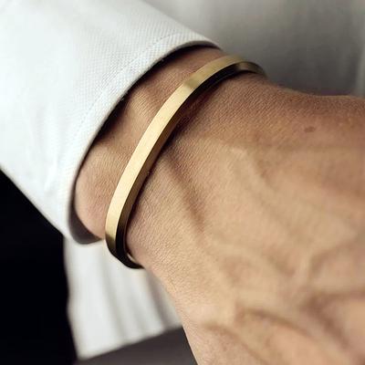 Bracelets Manchette Simples Lisses Couleur Or Acier Inoxydable Européens et Américains Pour Hommes et Femmes Bracelets de Fête pour Filles