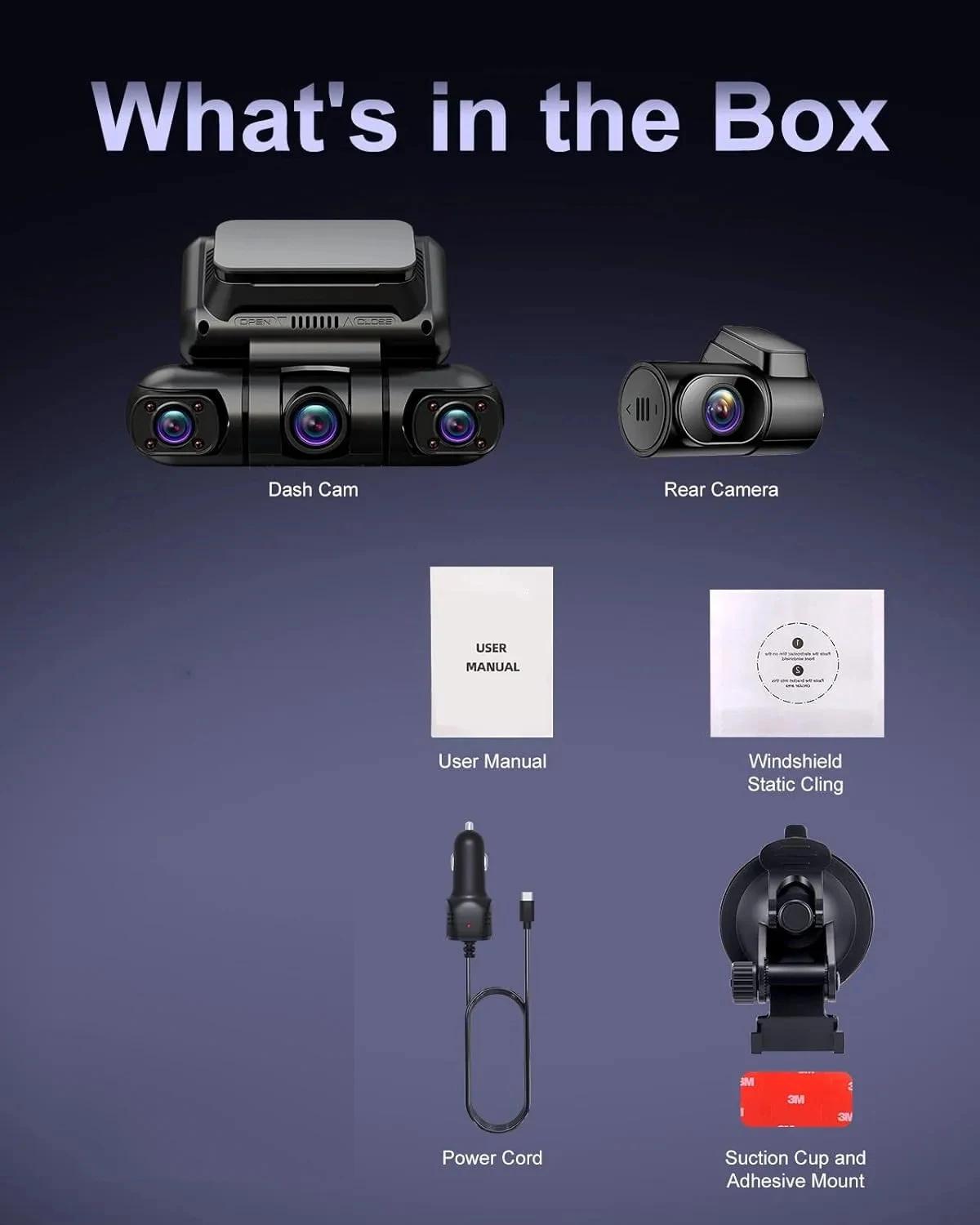 

4-канальный видеорегистратор с панорамным обзором 360° 2K+1080P+1080P+1080P Автомобильный видеорегистратор 5G WiFi/GPS Видеорегистратор Монитор 0GB