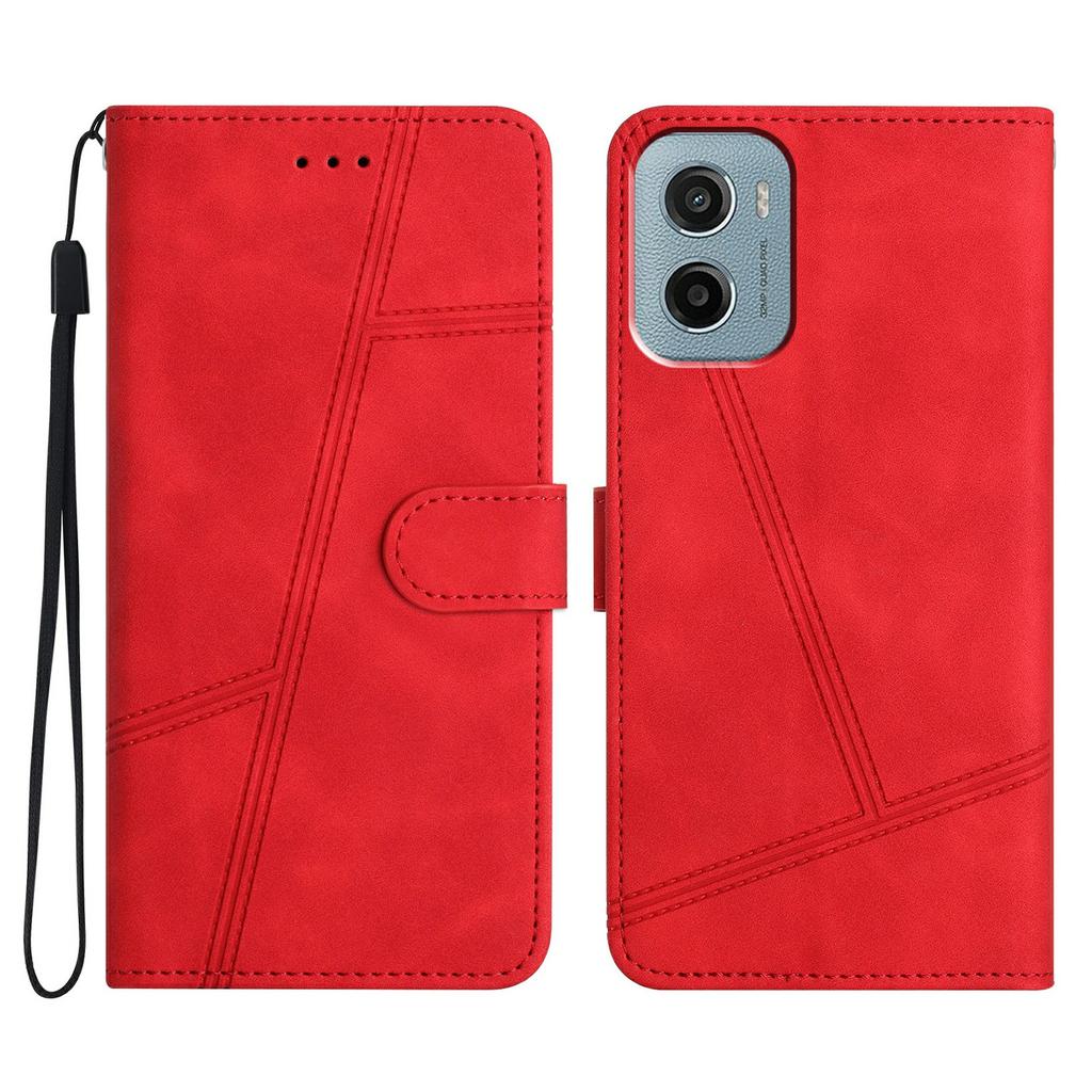 For Motorola Moto E15 4G/G05 4G Case Flip Leather Retro Phone Cover Lines Imprinted