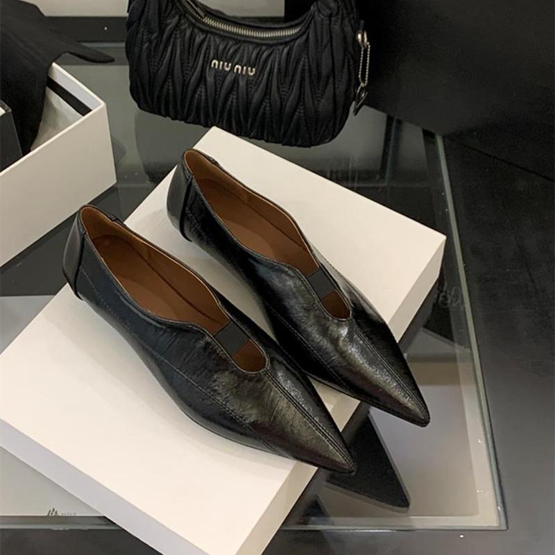 

Мода Bailamos Новые Женские Балетки Мода Острый Носок Неглубокие Слипоны Элегантные Туфли Балетки Мягкий Плоский Каблук Платье Одинарные Туфли 39 чёрный