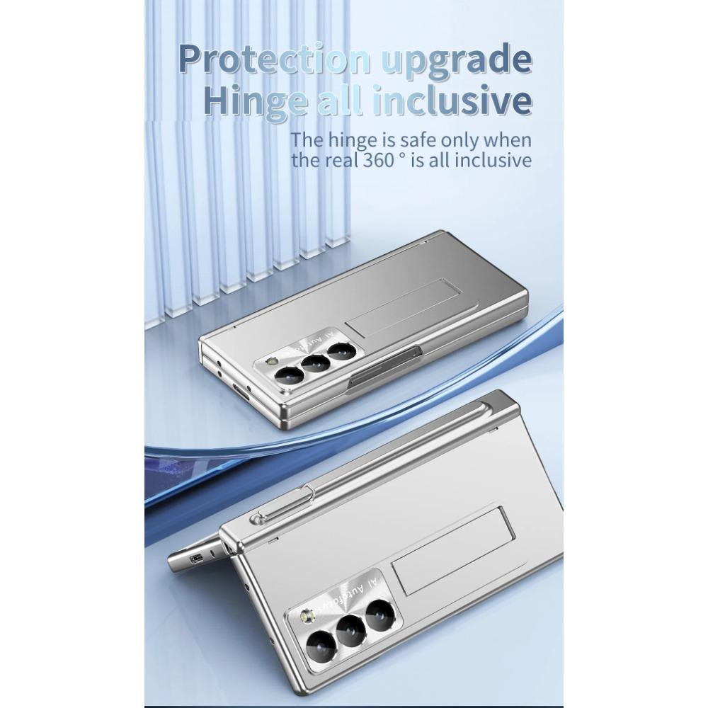 Military Armor with Touch Pen Holder Case for Samsung Galaxy Z Fold 6 5 4 3 Case Hinge Magnetic Plating Kickstand Stand Shockproof Full Cover