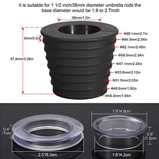 1 Set Umbrella Hole Ring Plug Thicker Wear-resistant Fixed Rubber Patio Garden Table Umbrella Hole Cover Park Accessories