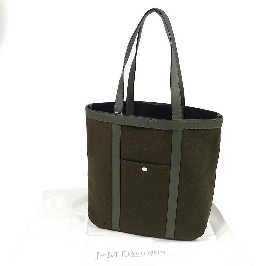 Pristine J&M Davidson Tote Bag N/S Tote khaki leather mens 1822N Used