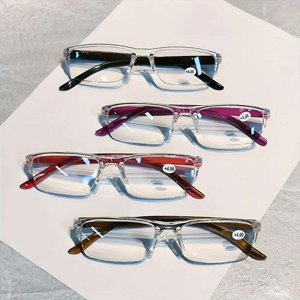 4Pairs Fashionable Hd Clear Pc Lenses Reading Glasses Classic Ultra-Light Magnifying Eyeglasses Durable And Shockproof