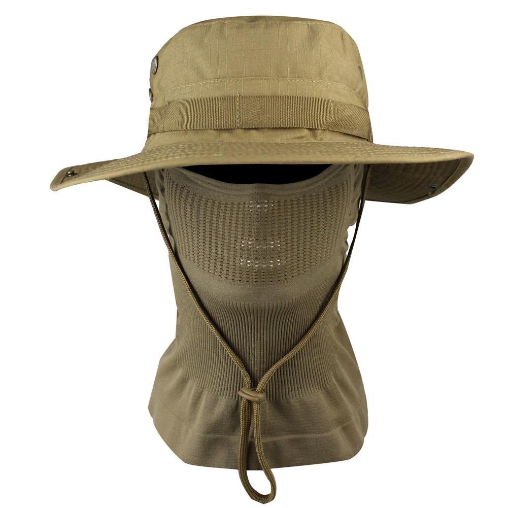 

Чоловічий камуфляжний капелюх буні для активного відпочинку з маскою для обличчя та шиї, складаний м який капелюх для полювання та риболовлі, капелюх з широкими полями, кепки від сонця Brown