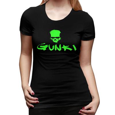 Gunki Logo Angeln Schädel Angeln Gunki T-Shirt für Damen Rundhals Streetwear T-Shirts Damen T-Shirts Kurze Sommerkleidung Oberteile