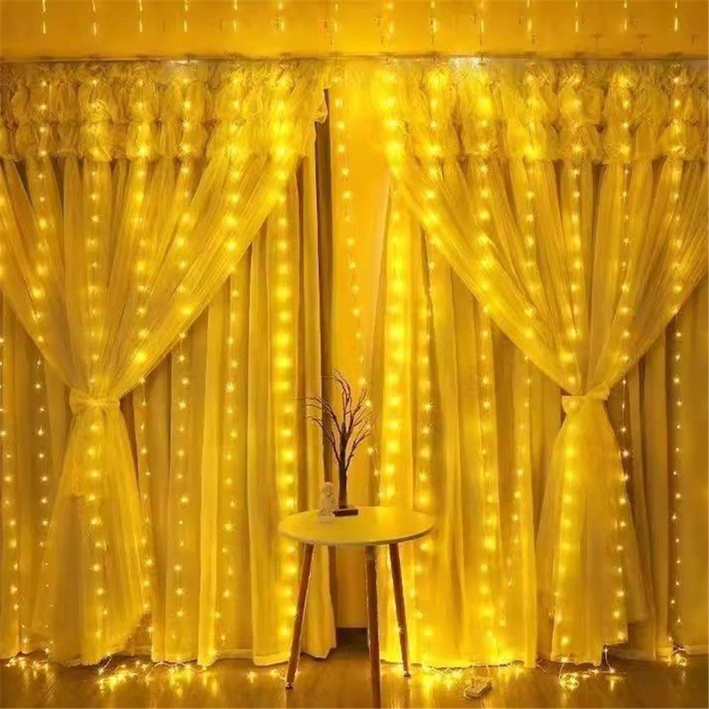 USB Curtain Lights 8 Modes LED Curtain Fairy Lights with Remote Christmas Decorations for Home Wedding Decor New Year 2025