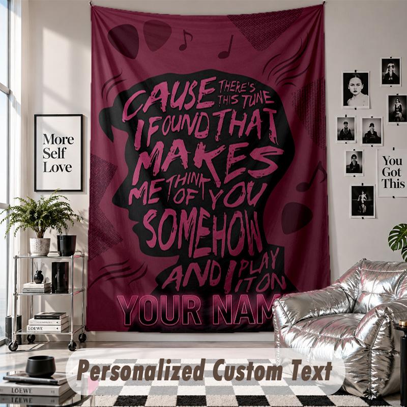 Wall Hanging Tapestry With Custom Name & Text, Arctic Monkeys Decorative Tapestry For Bedroom