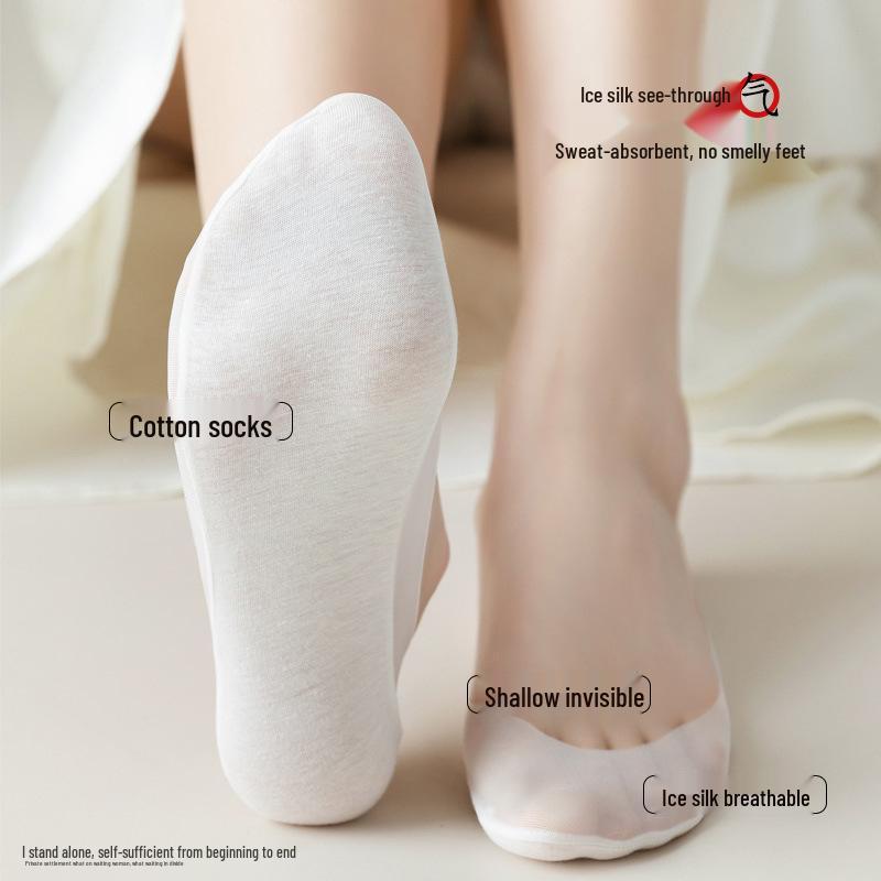 Women's Non-Slip Low-Cut Invisible Socks with Pure Cotton Sole for High Heels