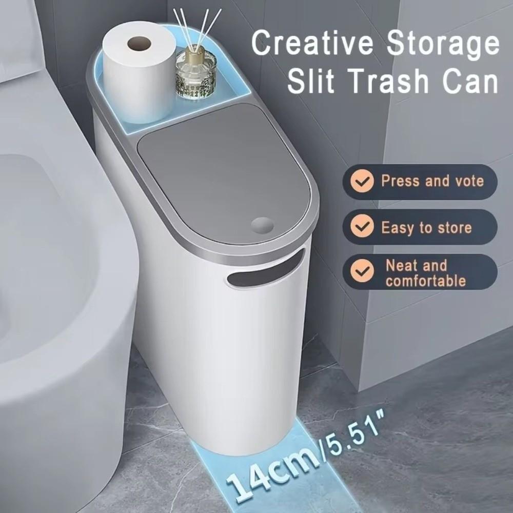10L Trash Can Plastic Rubbish Bin Creative Semi Automatic Garbage Bin  Small Bathroom Storage