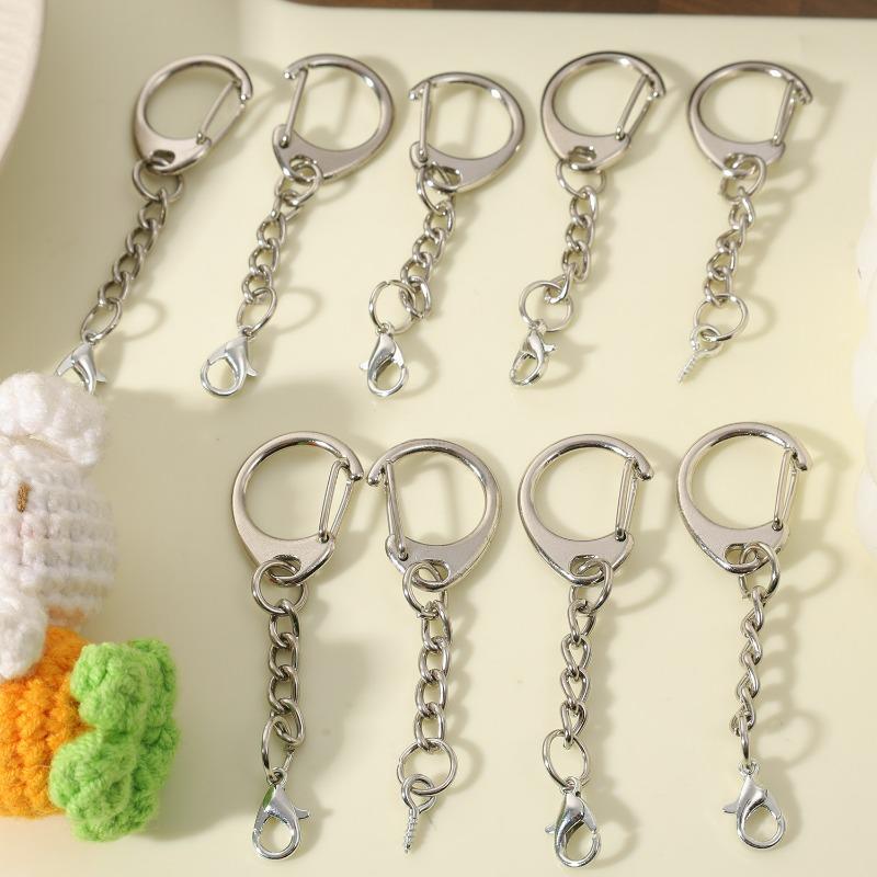 200pcs New Metal Lobster Clasp Keychain Ring D Shaped Clasps Connector Hook for DIY Jewelry Making Finding Key Chain Accessories