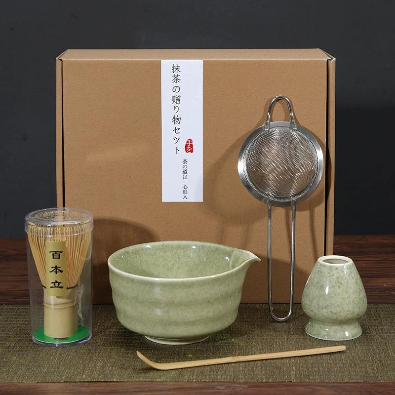 4Pcs Whisk Set Elegant Matcha Tea Set Reusable Matcha Making with Ceramic Matcha Bowl Whisk Holder for Tea Lovers