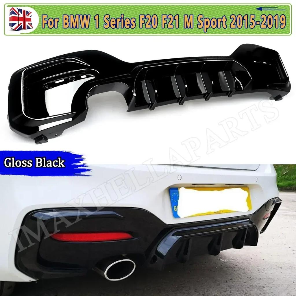 Rear Bumper Diffuser for BMW 1 Series F20 F21 M Sport 125i  LCI 2015-2019 Gloss Black Rear Lip Spoiler Lip Single & Dual Exhaust FY3