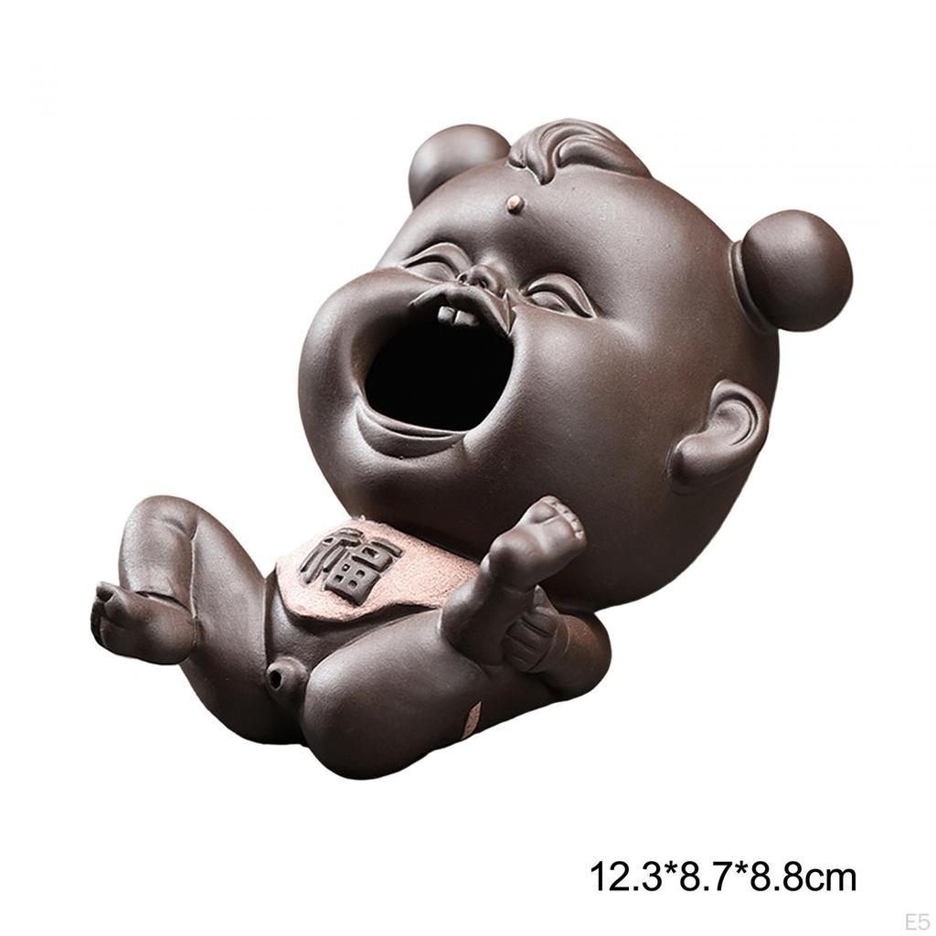 Keramická čínská figurka Ton Fu Baby Mini čajové zvířátko DIY řemesla do terária Soška batolete Příslušenství