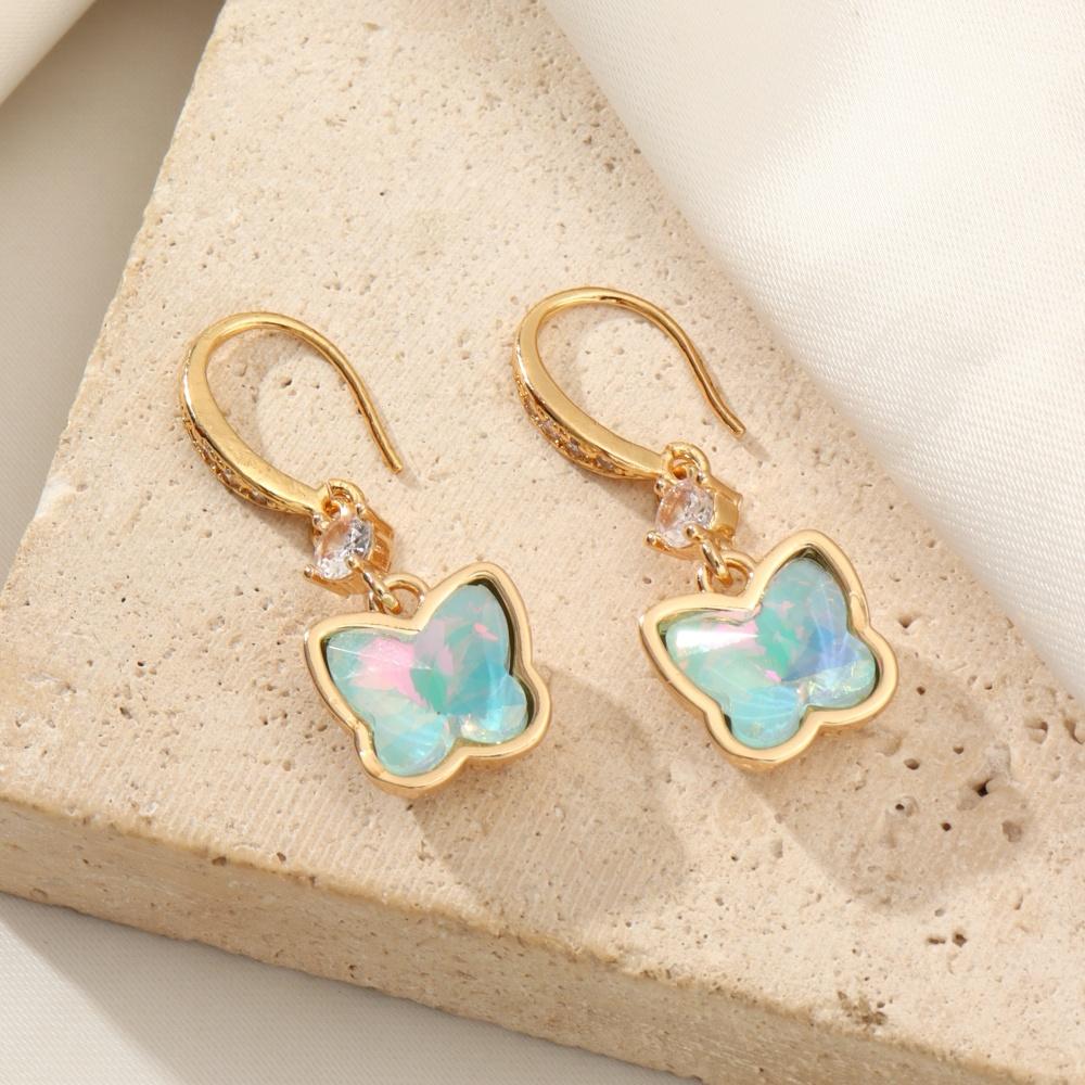 

1 пара простых искусственных кристаллов в виде бабочек, серьги для женщин, кубический цирконий, ювелирные изделия, аксессуары для вечеринок синий