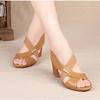Fashion New Mid-heel Sandals Women Summer Shoes Comfortable High Heels Thick Heel Peep Toe Non-slip Soft Bottom Mother Shoes Slip-On