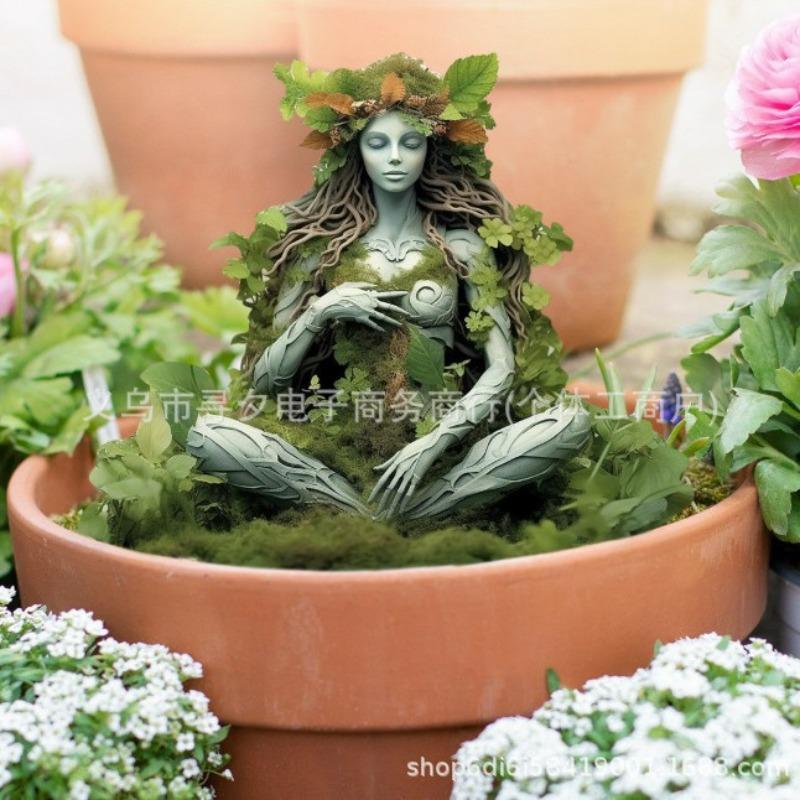 Acrylic Green Nature Muse Meditation Statue Outdoor Lawn Decorative Insert Garden Decorative Props