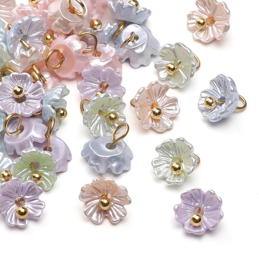 Resin Charms Imitation Pearl Preserving Mini Flower Pendant For Jewelry Making Accessories