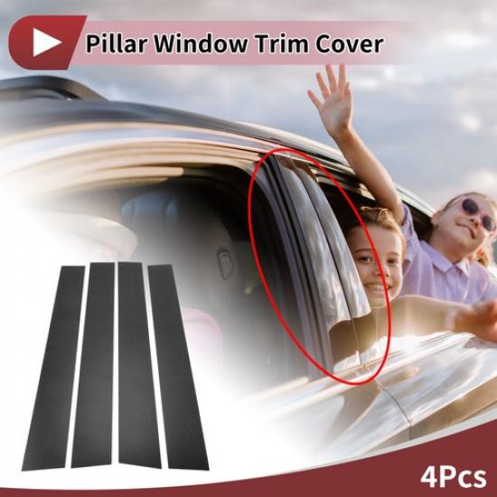 4 Pcs Car Door Pillar Window Trim for Toyota 4Runner 2010- Carbon Fiber