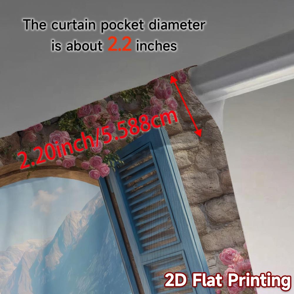 2pcs, 2D FLAT PRINTING Curtains (Without Rod) Blossom View Contemporary Popular Curtains Versatile Polyester Curtains