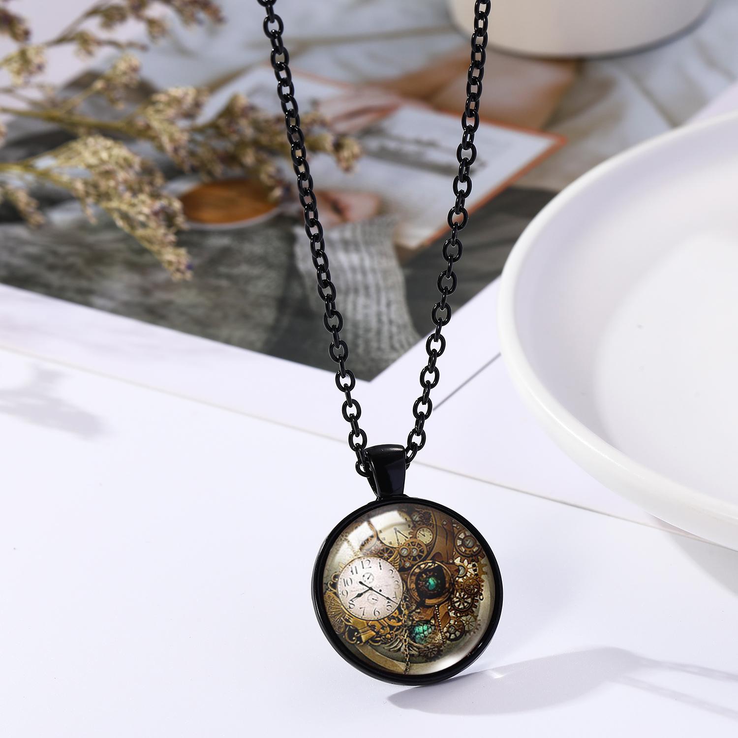 

Ожерелье с подвеской в стиле стимпанк в форме часов с рисунком животных, ожерелье с подвеской в виде готических механических шестеренок, винтажные ювелирные изделия TEMU-20-1 Gear
